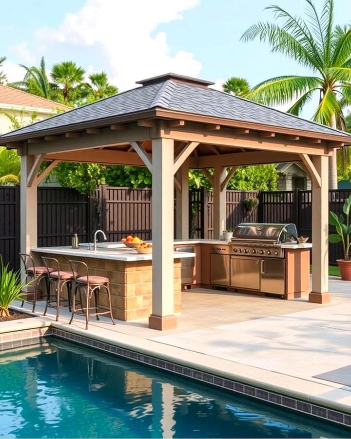 Pool Gazebo with Outdoor Kitchen