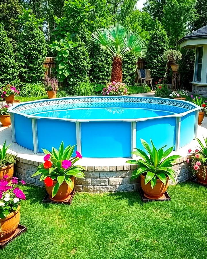 Pool with Surrounding Planters