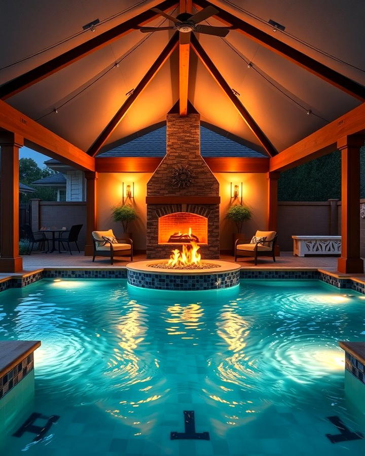 Poolside Pavilion with Fireplace