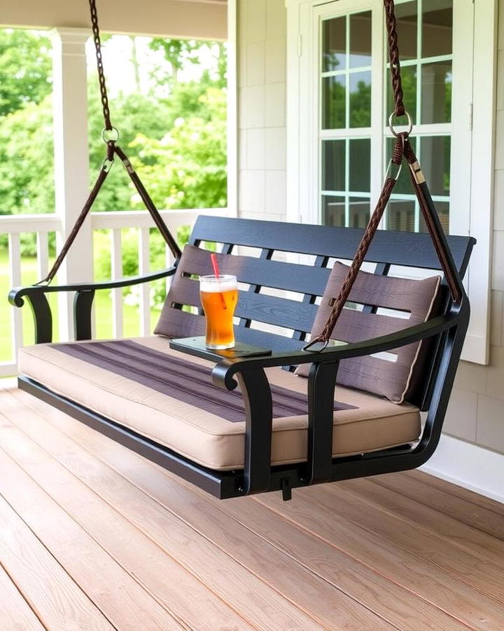 Porch Swing with Cup Holders