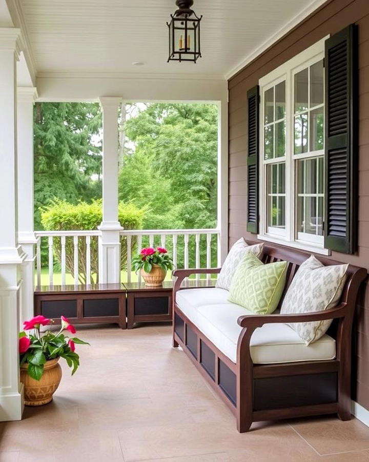 Porch with Built In Benches