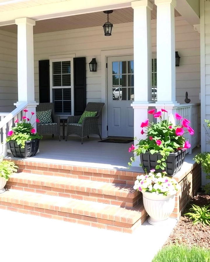 Porch with Built In Planters