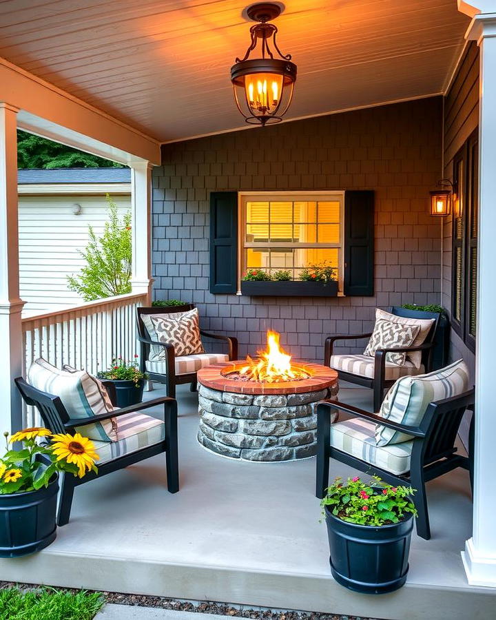 Porch with Fire Pit for Cozy Evenings