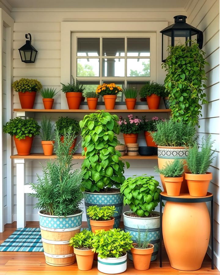 Potted Herbs Display