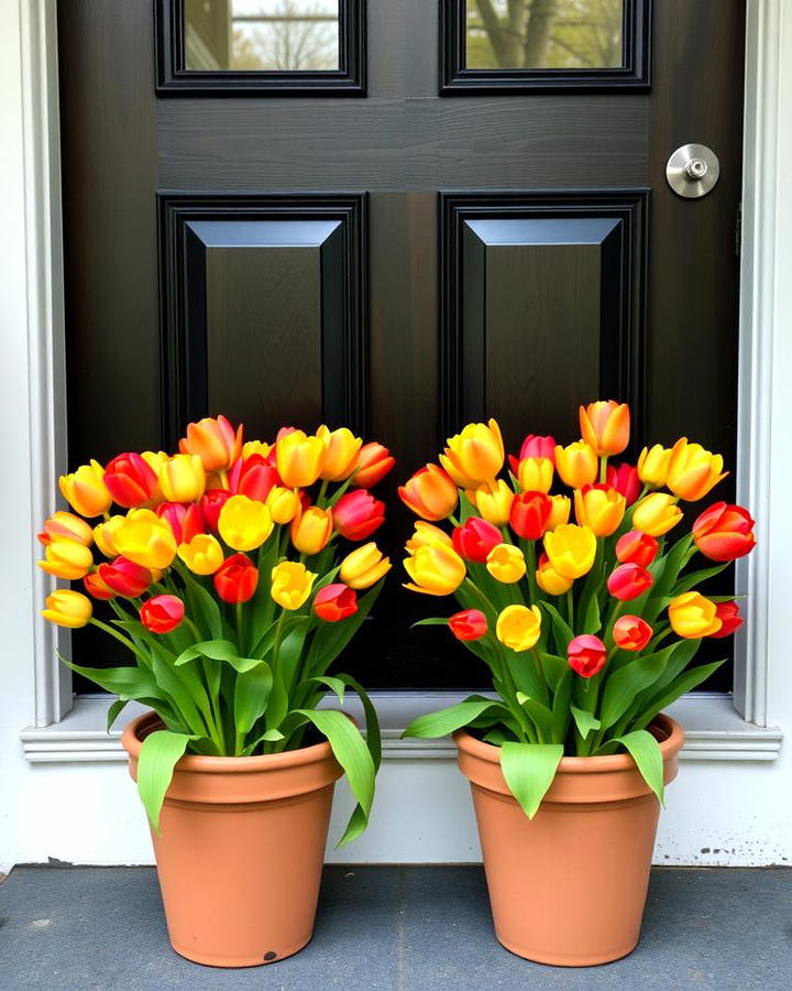 Potted Tulips in Vibrant Colors