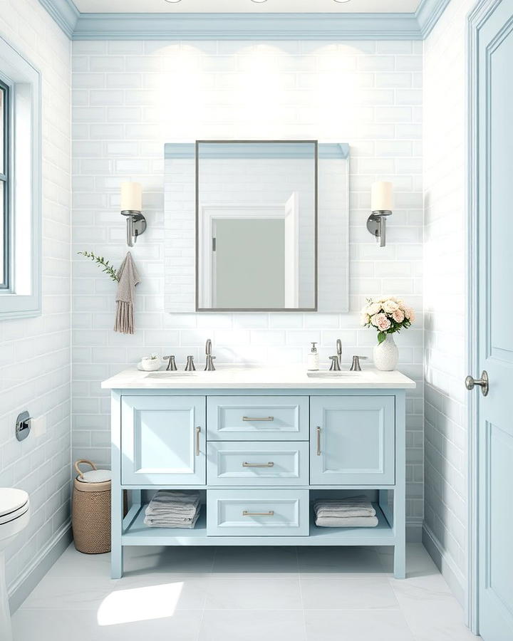 Powder Blue Vanity for a Soft Touch