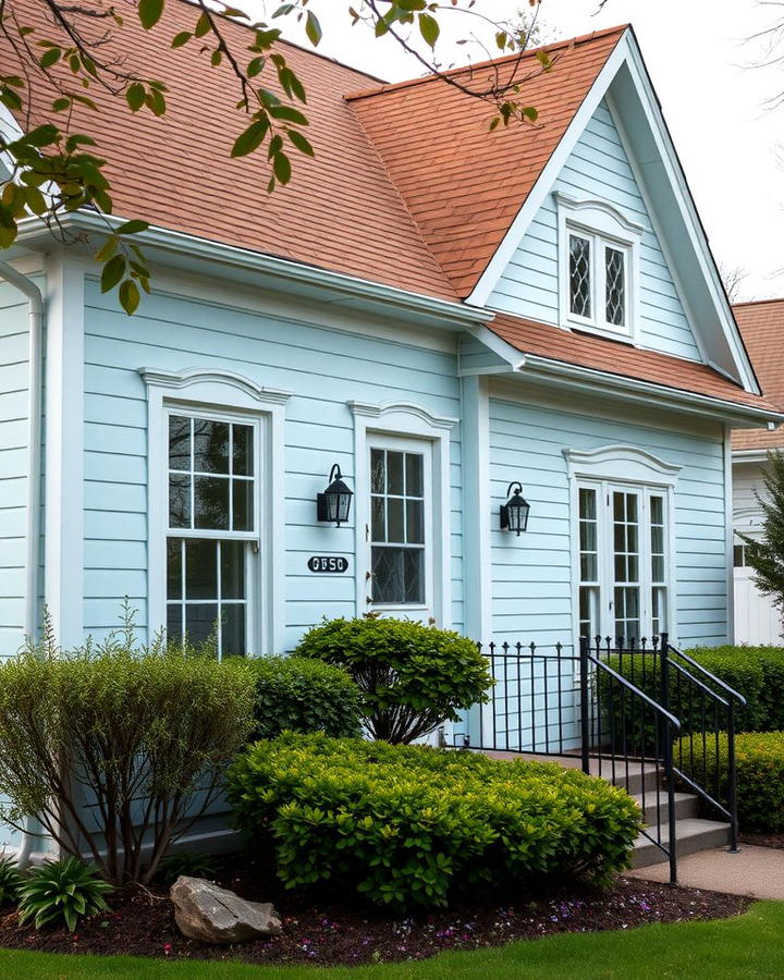 Powder Blue and Brown Roof for a Soft and Elegant Look