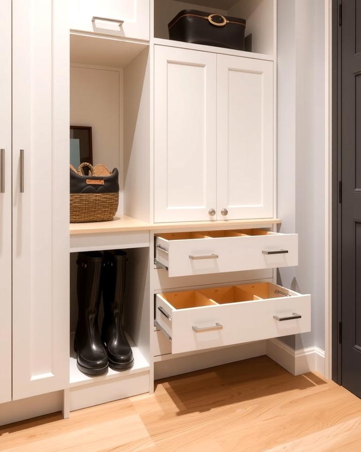 Pull Out Boot Drawer in Cabinets