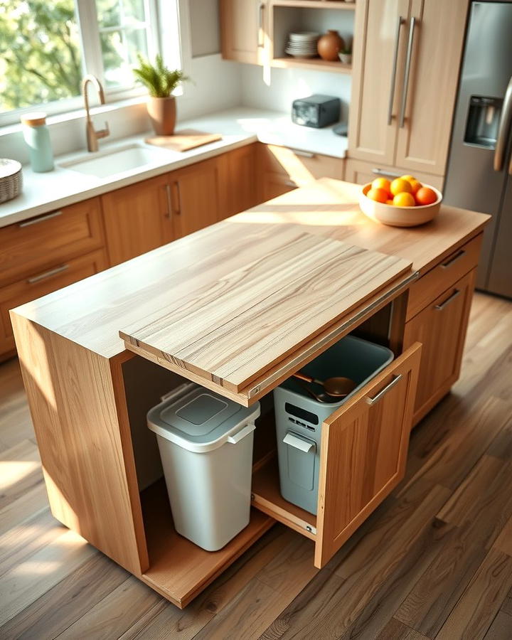 Pull Out Cutting Board with Waste Bin