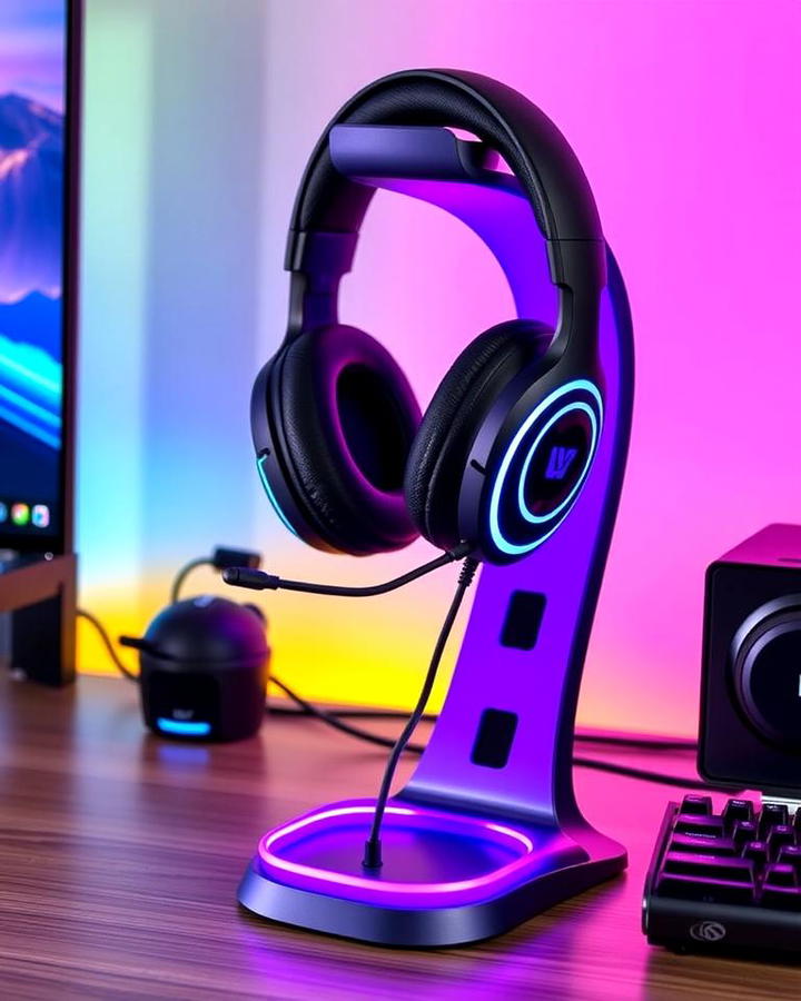 Purple Gaming Headset Stand with RGB