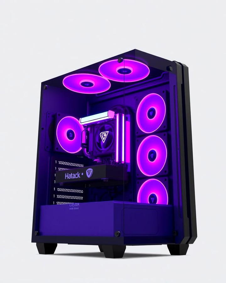 Purple Gaming PC Case with Tempered Glass