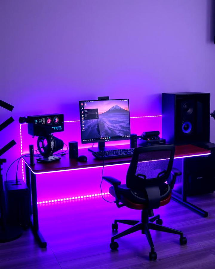 Purple LED Backlit Gaming Desk