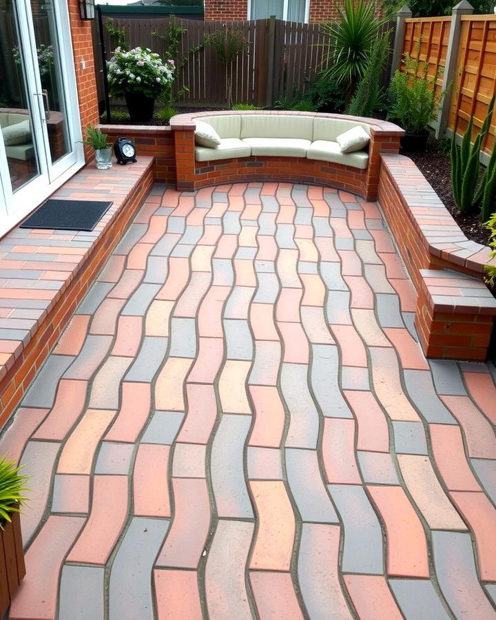 Raised Herringbone Brick Patio