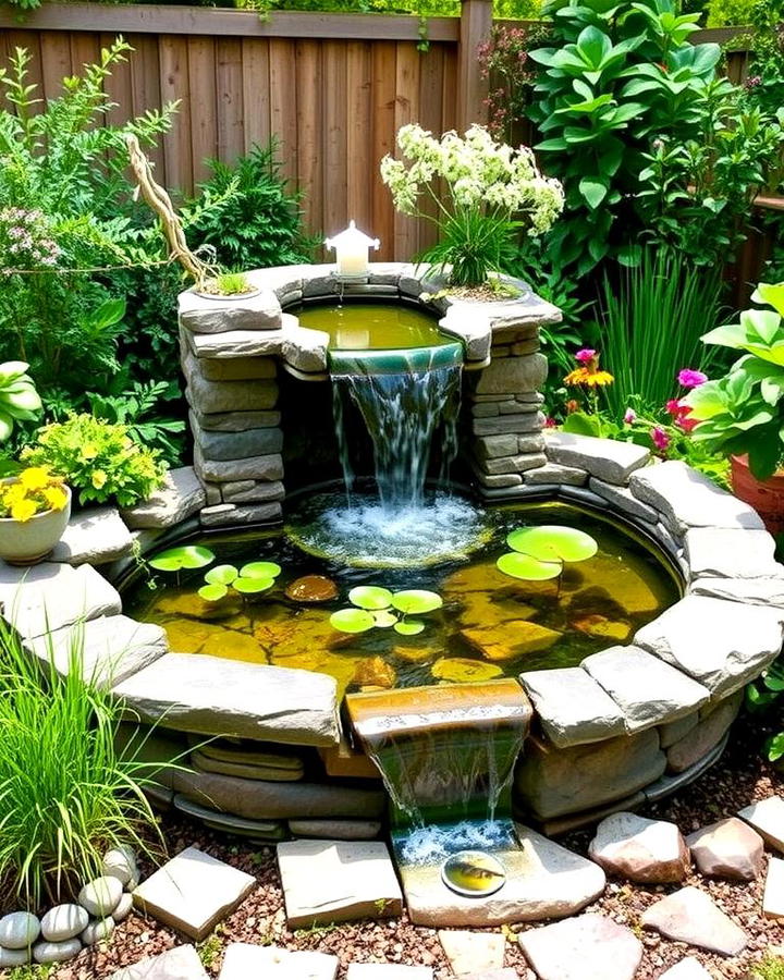 Raised Pond with Waterfall Feature