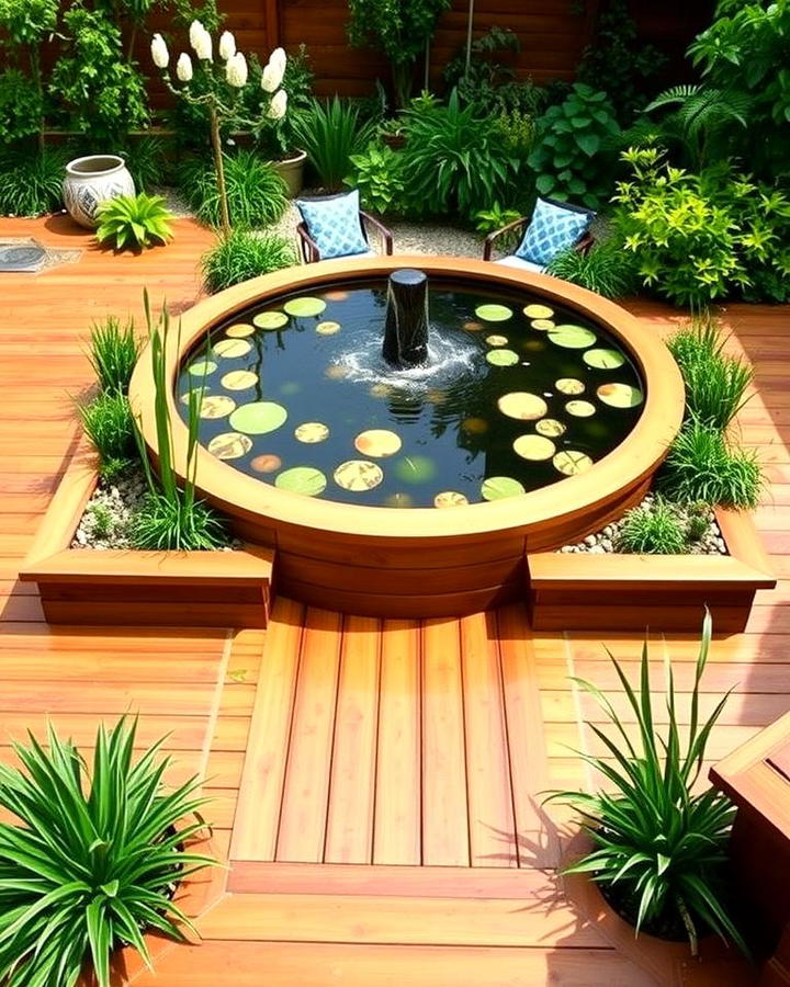 Raised Pond with Wooden Decking