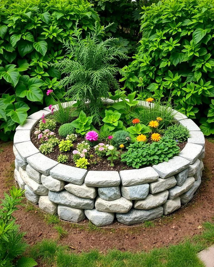 Raised Stone Circle Garden Bed