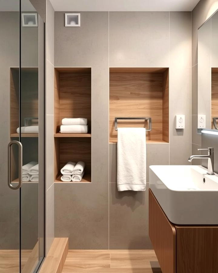 Recessed Wall Niche Towel Storage