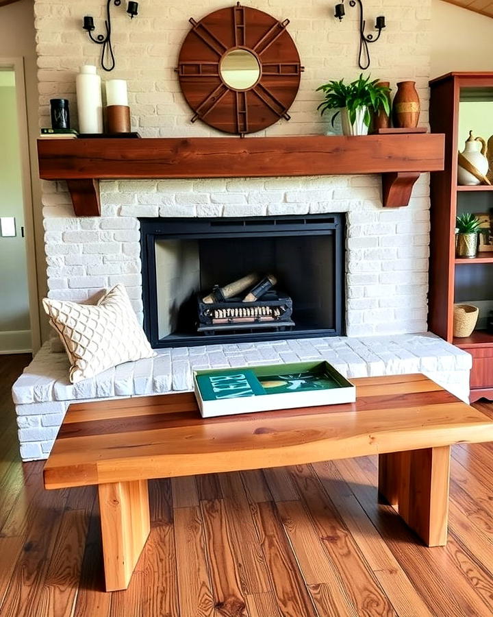 Reclaimed Wood Bench Fireplace