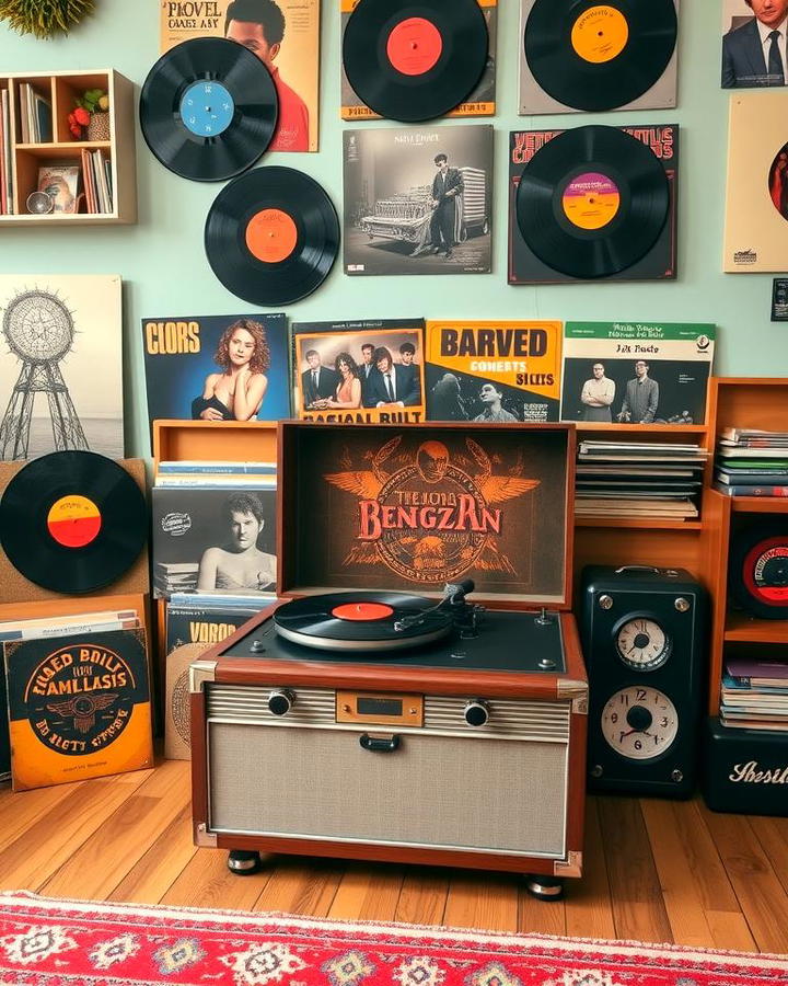 Record Player and Vinyl Display