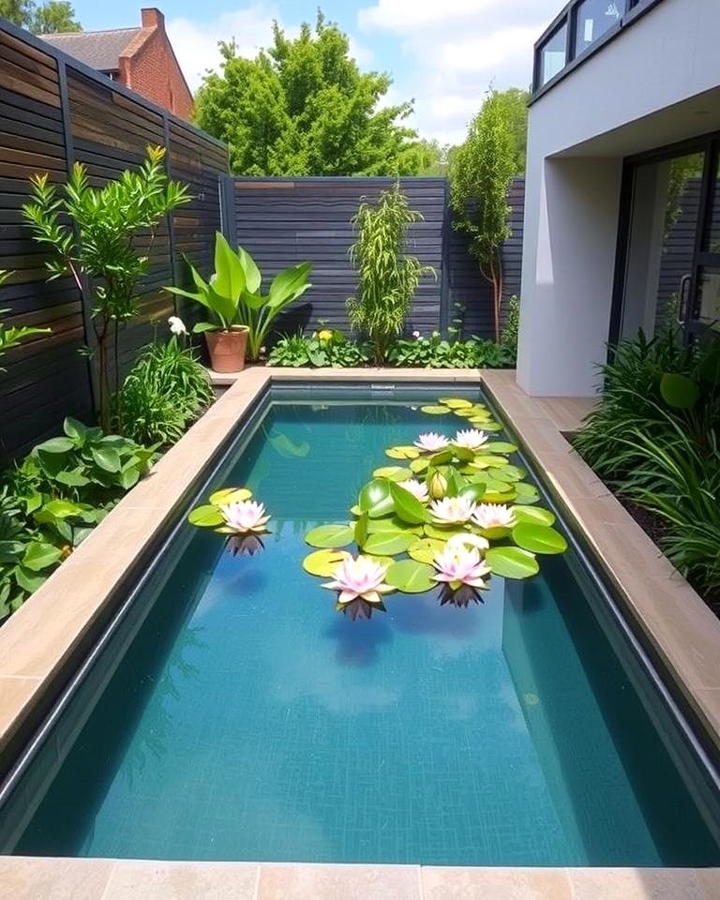 Rectangular Pool with Floating Water Lilies