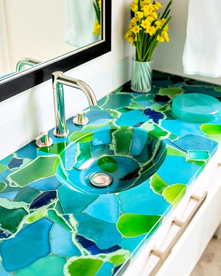 Recycled Glass Countertop for Eco friendly Style