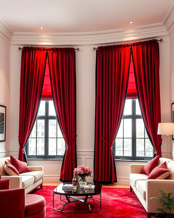 Red Curtains with Black Trims