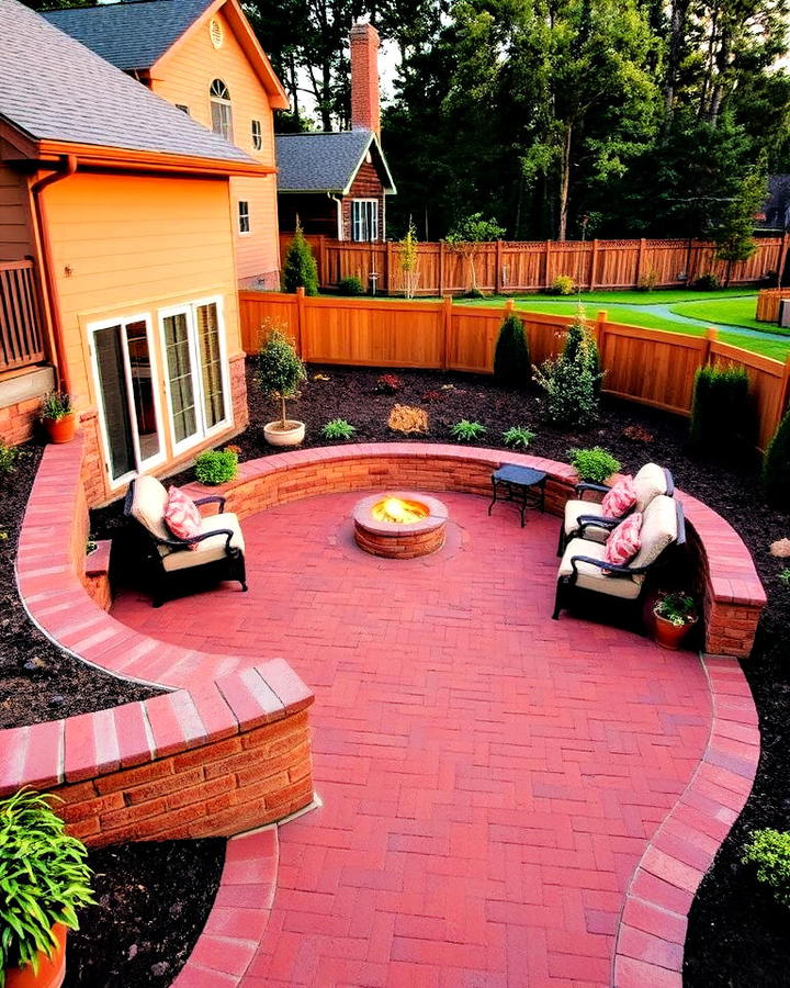 Red Paver Patio with Sunken Design