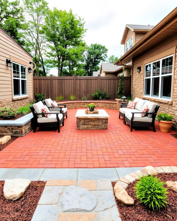 Red Pavers with Stone Accents