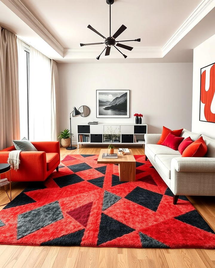 Red and Black Geometric Rugs