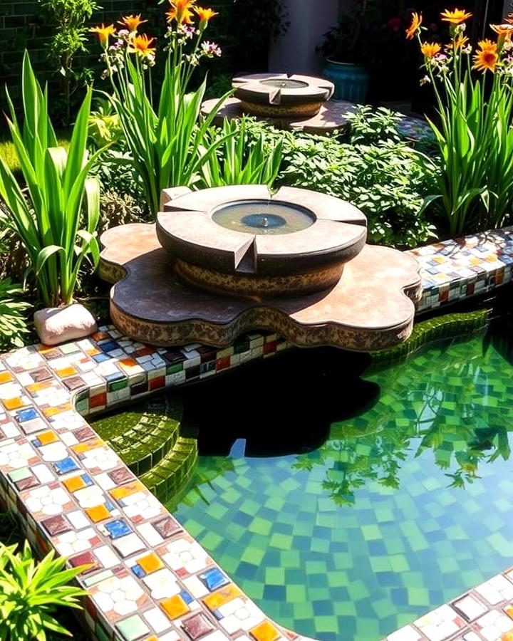 Reflecting Pool with Mosaic Tile Base