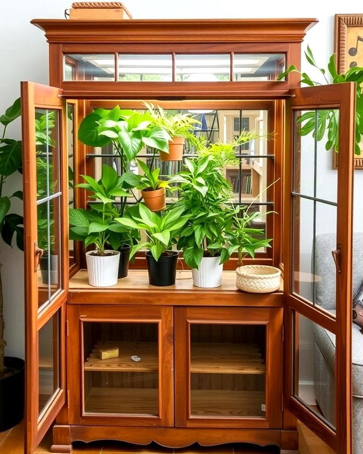 Repurposed Cabinet Greenhouse