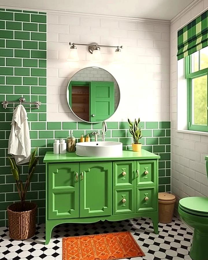 Retro Green Vanity for a Nostalgic Look