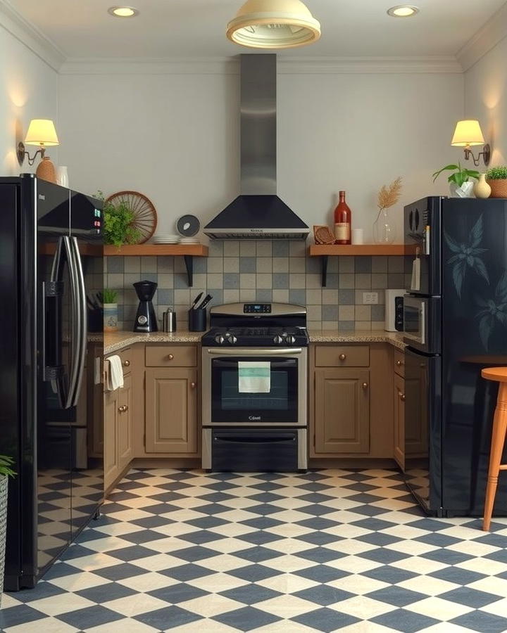 Retro Vibes with Checkerboard Flooring