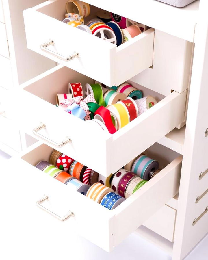 Ribbon Storage Drawers with Spool Holders