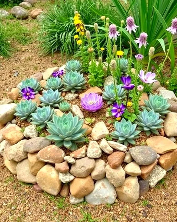 Rock Border Round Garden Bed