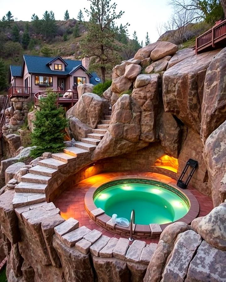 Rocky Cliff Sunken Hot Tub