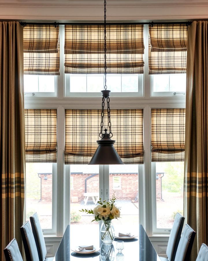 Roman Shades Combined with Curtains