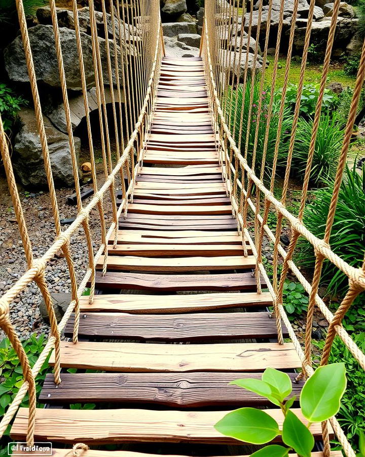 Rope and Wood Suspension Bridge