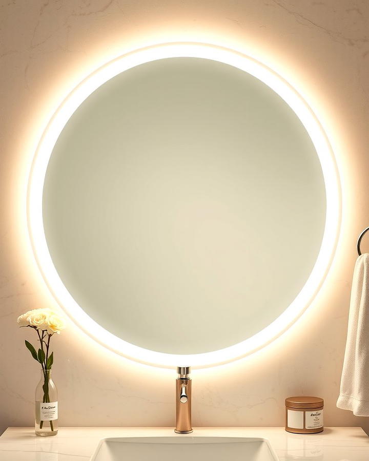 Round Mirror with Backlit Glow