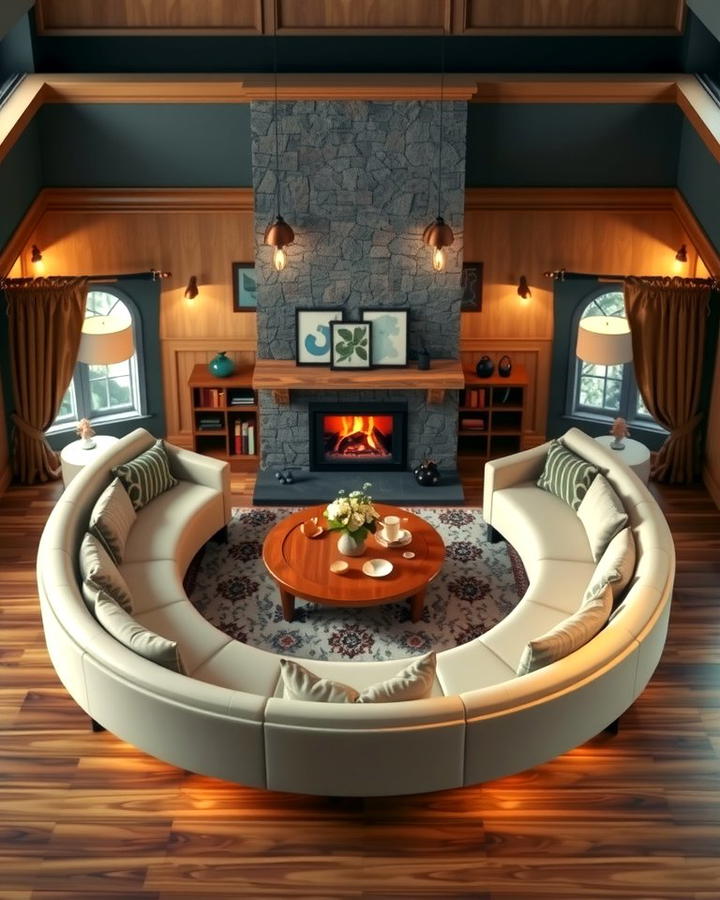 Round Seating Around the Fireplace