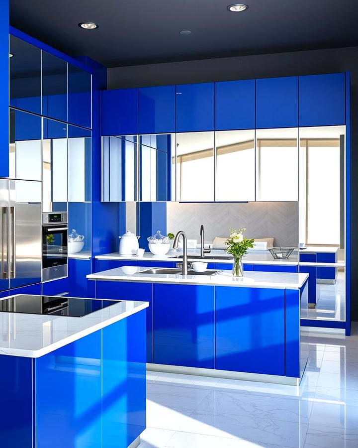 Royal Blue Island with Mirrored Panels