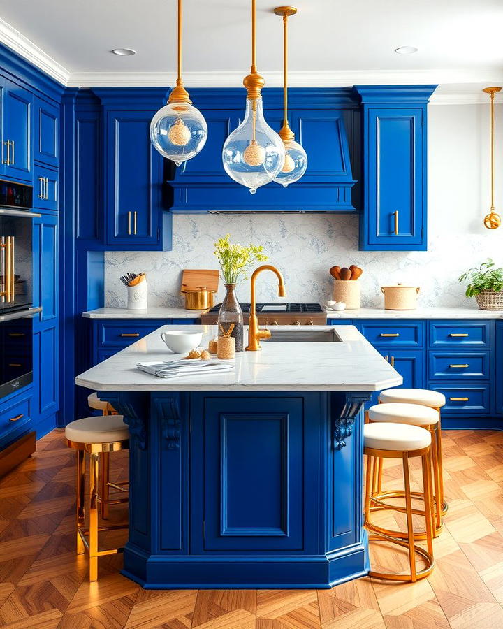 Royal Blue Islands with Gold Fixtures