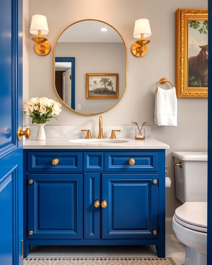 Royal Blue Vanity with Gold Hardware