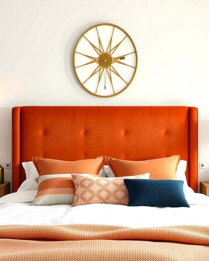 Rust Velvet Upholstered Headboard