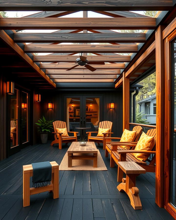 Rustic Black Deck with Wooden Accents