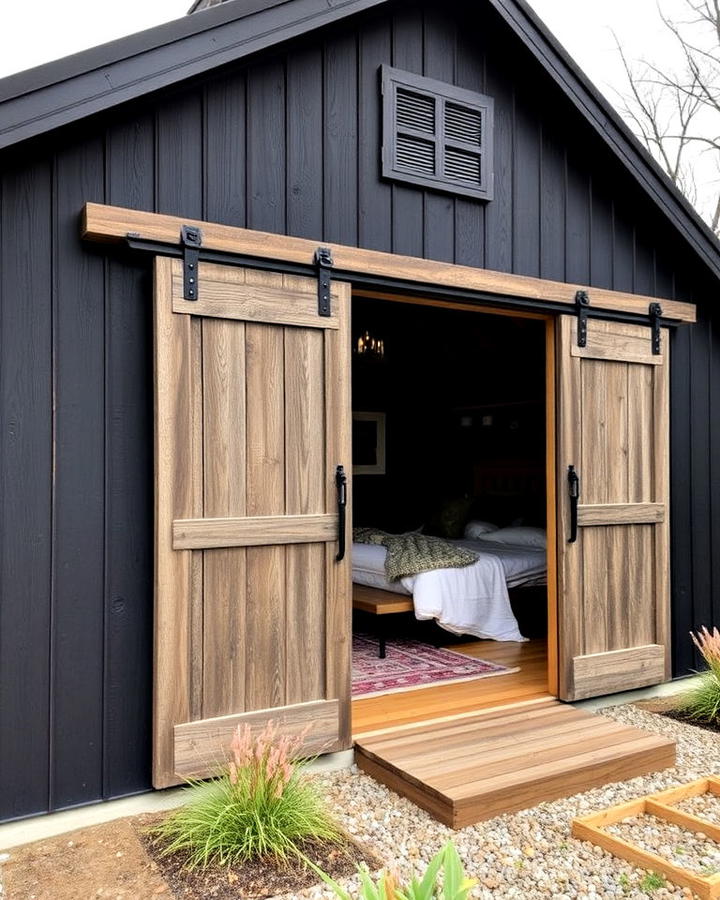 Rustic Black Siding House With Barn style Features