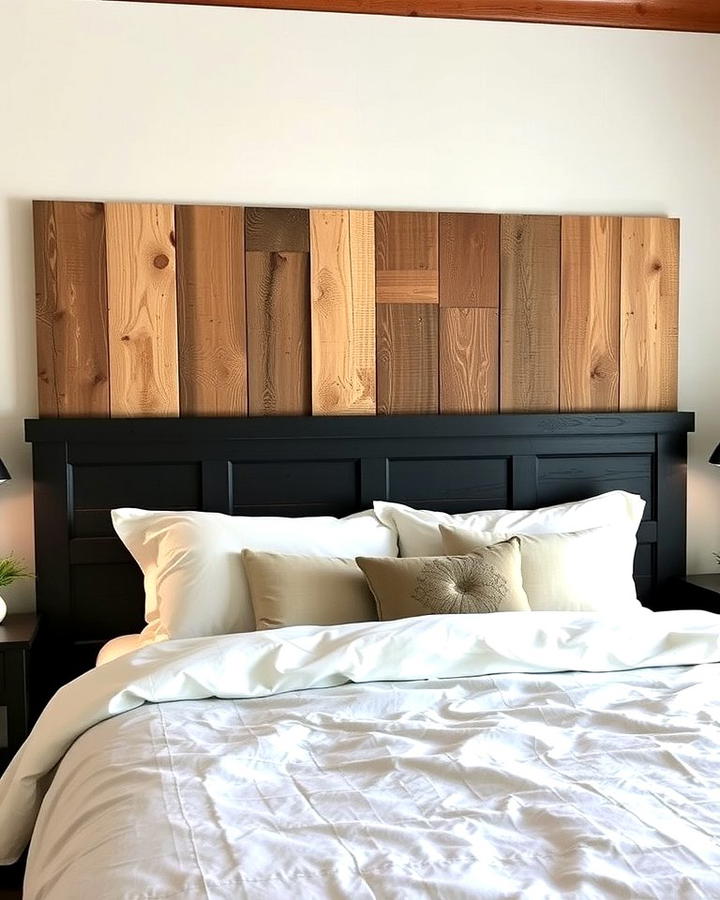 Rustic Black Wooden Headboard