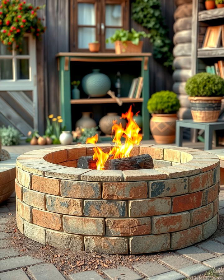 Rustic Brick Fire Pit