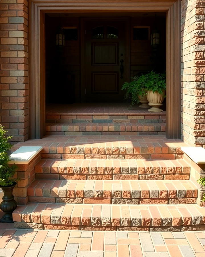 Rustic Brick Steps with Natural Stone Accents