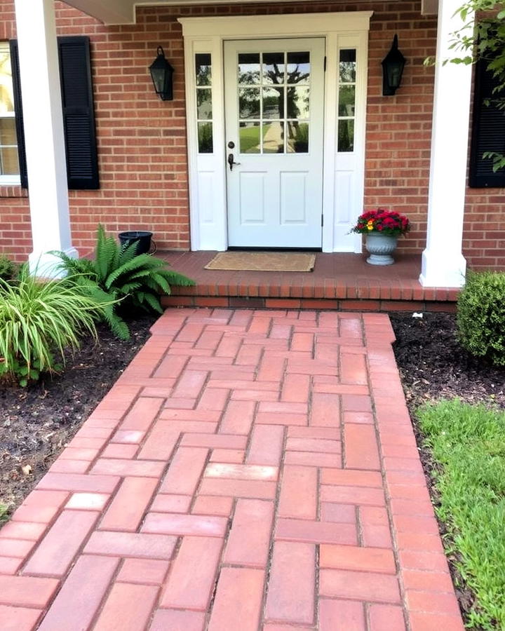 Rustic Brick Walkway Porch Entrance